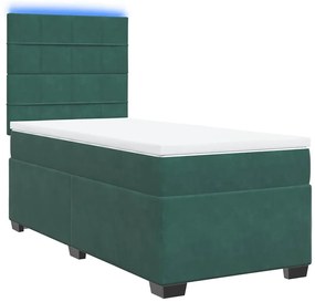 Cama com molas/colchão 80x200 cm veludo verde-escuro