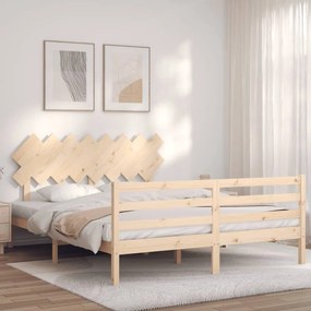 Estrutura de cama com cabeceira 160x200 cm madeira maciça