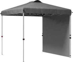 Outsunny Tenda Dobrável 2,5x2,5 m Tenda de Jardim com 1 Parede Lateral Proteção UV Altura Ajustável para Campismo Festas e Exterior Cinzento Escuro | AOSOM Portugal
