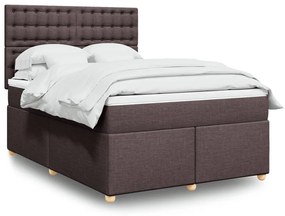 vidaXL Cama com molas/colchão 160x200 cm tecido castanho-escuro