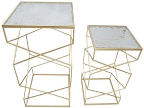 CONJUNTO 2 MESAS DE APOIO 50X50X100-40X40X80 CM DOURADO