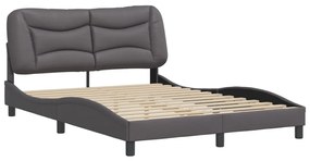 Estrutura cama c/ cabeceira 140x200cm couro artificial cinzento