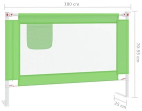 Barra de segurança p/ cama infantil tecido 100x25 cm verde