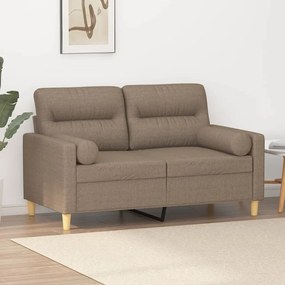 vidaXL Sofá 2 lugares c/ almofadões 120 cm tecido cinza-acastanhado