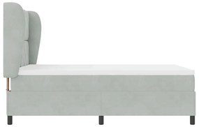 Cama com estrado e colchão cinza claro 140 x 200 cm em veludo