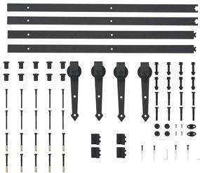 Kit de ferragens para porta deslizante 2x183 cm aço preto