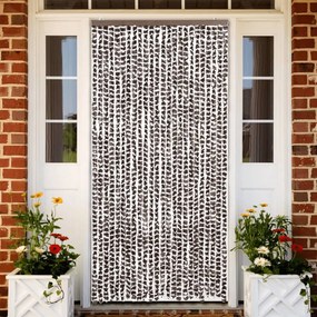 Cortina anti-insetos 100x200 cm chenille castanho e branco