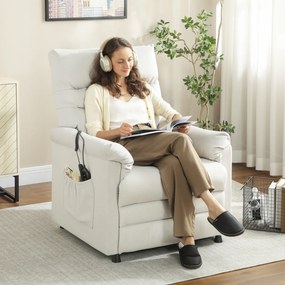 Poltrona relaxante elétrica com massagem e aquecimento, poltrona reclinável, apoio para os pés, motor silencioso, 82 x 99 x 106 cm, creme