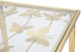 MESA DE CONSOLA VIDRO 100X35X80 CM DOURADO