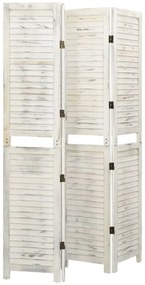 Biombo com 4 painéis 140x165 cm madeira branco antigo