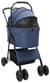 Carrinho de Pet Dobrável Azul 81 x 47 x 99 cm Tecido Oxford