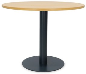 Mesa de Reunião Redonda 1000x750 mm – Tampo Faia em Melamina, Estrutura Preta