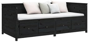 Sofá-cama 100x200 cm madeira de pinho maciça preto