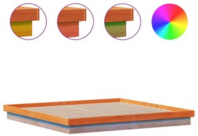 vidaXL Estrutura de cama c/ LEDs 180x200 cm pinho maciço castanho mel