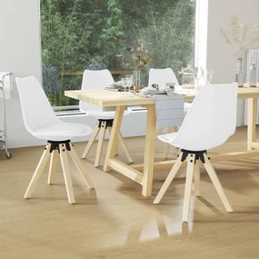 vidaXL Cadeiras de jantar giratórias 4 pcs PP branco