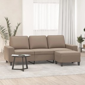 vidaXL Sofá 3 lugares c/ apoio pés 180 cm microfibra cinza-acastanhado
