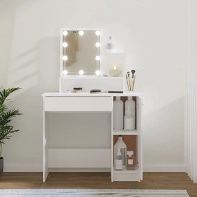 vidaXL Toucador com LEDs 86,5x35x136 cm cor branco