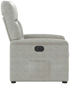 Poltrona reclinável elevatória elétrica microfibra cinza-claro