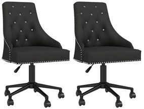 vidaXL Cadeiras de jantar giratórias 2 pcs veludo preto