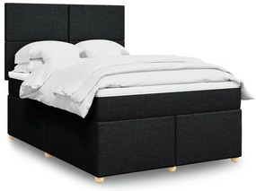 Cama com molas/colchão 140x190 cm tecido preto