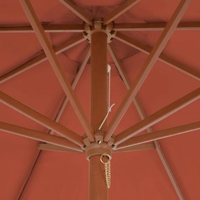 Guarda-sol de exterior c/ mastro de madeira 300 cm terracota