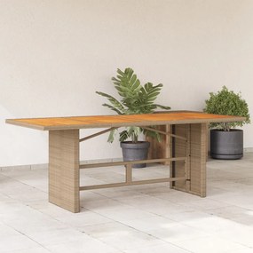vidaXL Mesa de jardim com tampo em acácia 190x80x74 cm vime PE bege