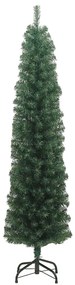 Árvore de Natal artificial fina com suporte 210 cm PVC verde