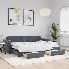 vidaXL Sofá-cama c/ gavetão e gavetas 80x200 cm veludo cinzento-escuro