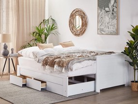 Cama dupla com arrumação em madeira branca 90/180 x 200 cm CAHORS Beliani