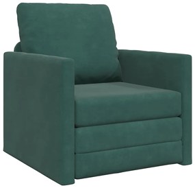 Sofá Cama 2 em 1 Verde Escuro 74x77x81 cm Veludo
