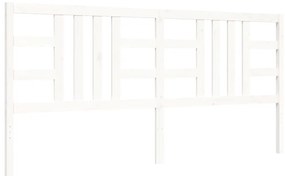 Estrutura de cama com cabeceira 200x200cm madeira maciça branco