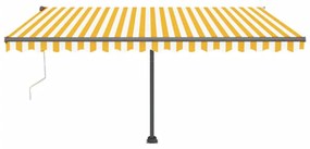 Toldo autom. LED e sensor de vento 450x300 cm amarelo/branco