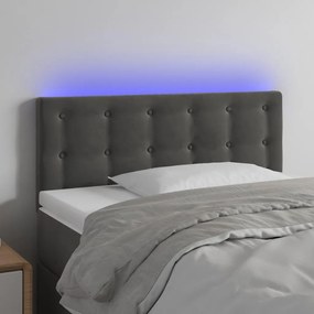 Cabeceira de cama c/ luzes LED veludo 80x5x78/88cm cinza-escuro