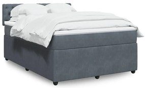 Cama com molas/colchão 140x200 cm veludo cinzento-escuro