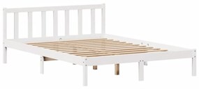 Cama sem colchão 140x190 cm madeira de pinho maciça branco