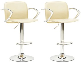 vidaXL Bancos de bar 2 pcs couro artificial cor creme