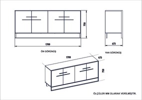 Console Polka – Gold White – 179,9 cm x 75 cm x 47,3 cm