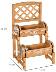 Floreira Dupla Tipo Barril com Treliça Floreira com 2 Plantadores Suporte para Trepadeira Cultivos de Plantas e Flores para Pátio Jardim Varanda 45x45