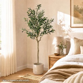 Oliveira Artificial Decorativa, 15 x 13 x 150 cm (VASO NÃO INCLUIDO), 11 Ramos e Frutos Realistas, Verde