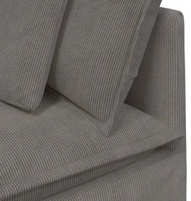 Sofá modular com almofadas tecido corduroy cinzento-claro