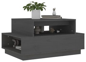 Mesa de centro 80x55x40,5 cm madeira de pinho maciça cinzento