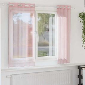 vidaXL Cortinas de voile com ilhós 2 pcs rosa-claro 140x140 cm