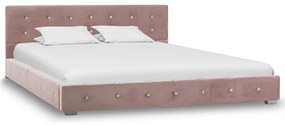 vidaXL Estrutura de cama 140x200 cm veludo cor-de-rosa