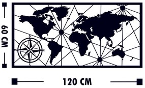 Acessório Decorativo de Parede em Metal Metal-452 – Preto – 120 x 60 c
