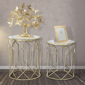 2 MESAS DE APOIO TUNISI Ø 42X53-38X47 CM DOURADO