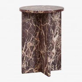 Mesa Auxiliar Redonda Ø35 Cm Em Mármore Mencia Mármore Vermelho Cherry Gold - Sklum