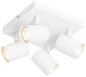 Candeeiro de teto moderno branco 4 luzes ajustáveis quadrado - Jeana Moderno