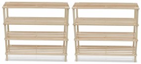 241066 vidaXL Sapateiras com 4 prateleiras 2 pcs madeira de abeto maciça