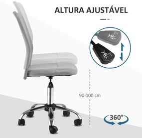 Cadeira de Escritório de Malha Giratória sem Apoio para os Braços com Altura Ajustável Carga 43x58x90-100 cm Cinza