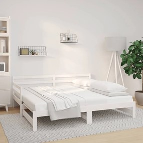 814660 vidaXL Estrutura sofá-cama de puxar 2x(90x190) cm pinho maciço branco